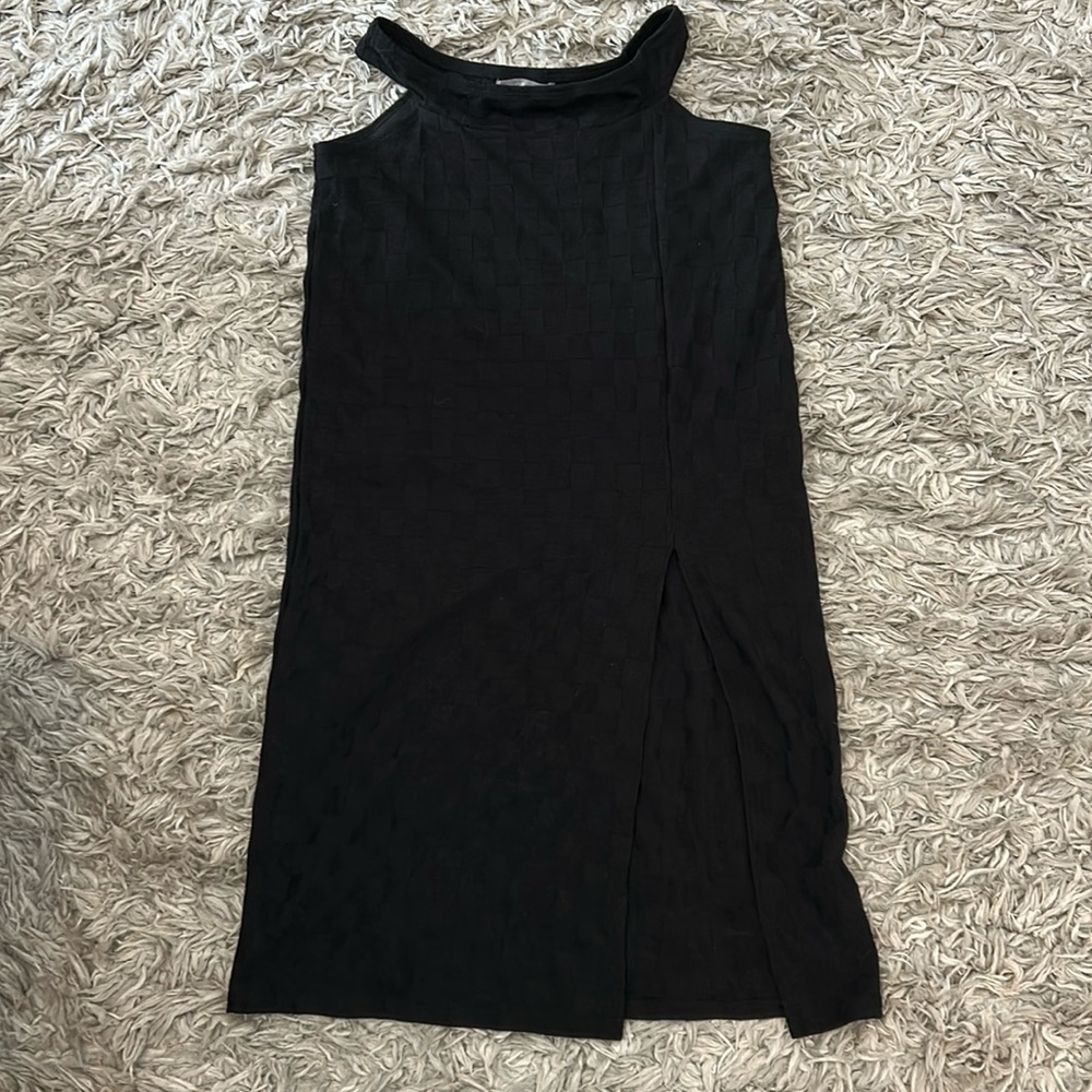 Urban Outfitters black textured sleeveless halter dress S